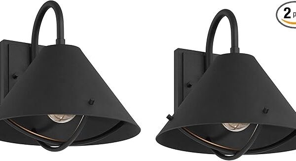 360 Lighting Cartwright 11\" High Farmhouse Rustic Outdoor Wall Barn Light Fixture Mount Porch House Exterior Outside Set of 2 Weatherproof Black Front Door Patio Garage Home Deck Garden Backyard