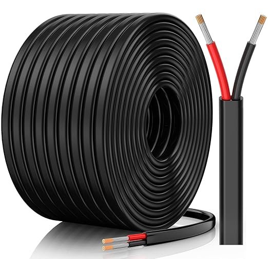 14 Gauge Wire, 14 AWG 2 Conductor Electrical Wire, Flexible/Oxygen-Free Tinned Copper/Stranded PVC 14/2 Cord for Automotive, Marine, LED Strips, Solar, RV, Lighting (50FT-15M)