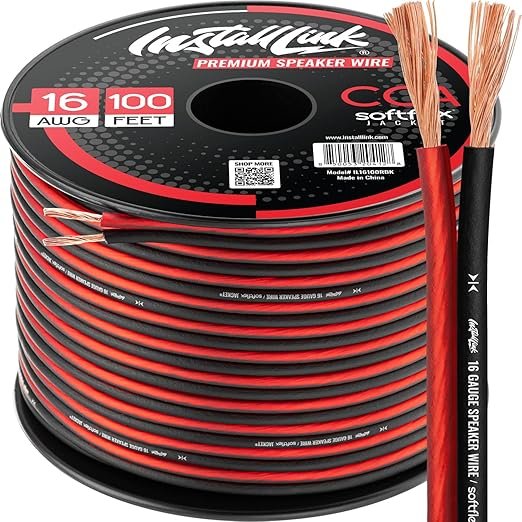 16 AWG Gauge Speaker Wire Cable Stereo, Car or Home Theater, CCA (100 Feet) by Install Link