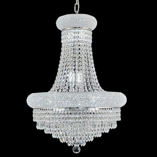 12 Light Empire Raindrop Crystal Chandelier Light Fixture for Living Room Foyer Entrance Dining Room Hallway Bedroom Entryway Chrome Finish