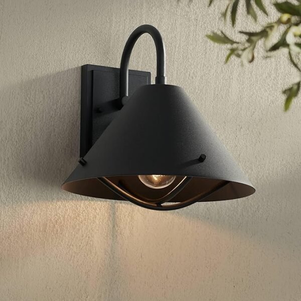 360 Lighting Cartwright 11\" High Farmhouse Rustic Outdoor Wall Barn Light Fixture Mount Porch House Exterior Outside Weatherproof Black Front Door Patio Garage Home Deck Garden Backyard Cabin