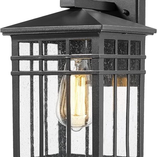 Dusk to Dawn Outdoor Wall Lantern,Exterior Wall Mount Light, 1-Light Outdoor Wall Lighting Fixture for Porch,Garage, Patio, Hallway and Entryway (Black-Wall Light, 1 Pack),DDAMS-W18